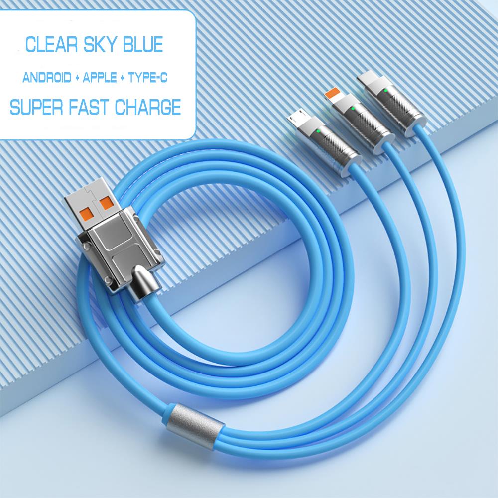 Picture of 120W Zinc Alloy Super Fast Charging Cable For iPhone Lightning Samsung Type C Micro USB Cord 1.2m/47in
